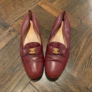 Vintage Chanel Loafers Maroon